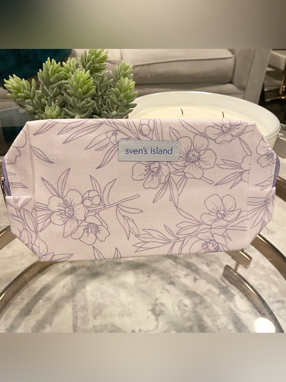 Purple Floral Canvas Cosmetic Bag
New
